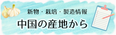 新物、栽培、製造情報。中国の産地から